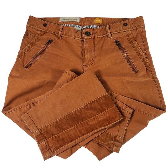 Pilcro  the Letterpress Burnt Orange Rust Ankle Velvet Trim Pants Jeans 6 P - Picture 2 of 3